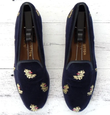 ¡TAN LINDO! Zapatillas mocasines para mujer $575 Stubbs & Wootton Terciopelo "DRAGONES" 6,5 Foto 1 de 4