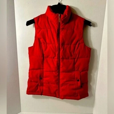 Charter Club Puffer Vest Red Jacket Woman's Small Petite - Imagem 1 de 4