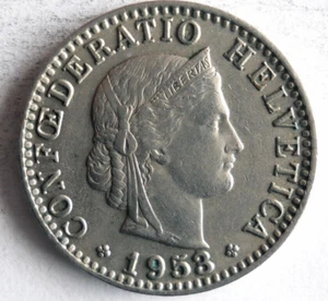 1953 SWITZERLAND 20 RAPPEN - Excellent Coin - FREE SHIP - Swiss Bin #1 - Picture 1 of 2