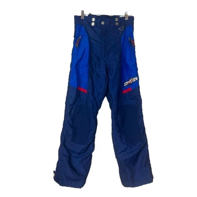 Spyder Kids Snow Ski Pants Retro Thinsulate Outdoor Blue Red Tommy Moe Size 14 - Image 1 of 4