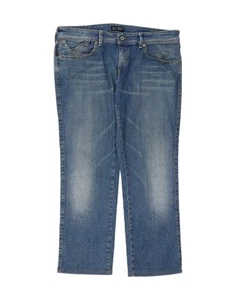 ARMANI Womens Crop Straight Jeans W32 L27 Blue Cotton DF16 - Picture 1 of 3