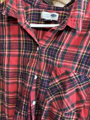 Ladies Old Navy Red Flannel Boyfriend Shirt, Size XL, Preowned - Image 1 of 3