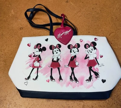 迪士尼公园托特包粉色心形米妮老鼠现代钱包心形镜原样 — 第 1/4 张图片