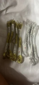 sublime floss (4) gold star and (4) tinsel (silver) needle point christmas - Picture 1 of 3