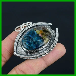Natural Copper Watermelon Tourmaline Sterling Silver Engagement Pendant Jewelry - Picture 1 of 6
