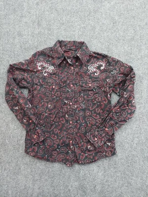 女牛仔五金衬衫女孩大号黑色佩斯利刺绣水钻西部 — 第 1/4 张图片