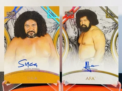 2018 Topps WWE Legends Sika /99 Afa /199 Auto Wild Samoans SP Bloodline Rare - Image 1 of 4