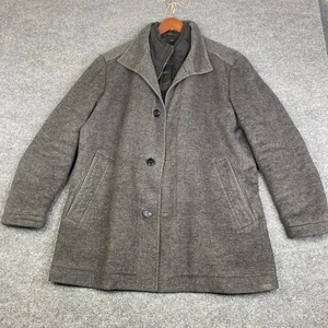 BOSS Hugo Boss Coat Mens 42R Gray Wool Cashmere Quilted Lined Overcoat - Picture 1 of 23