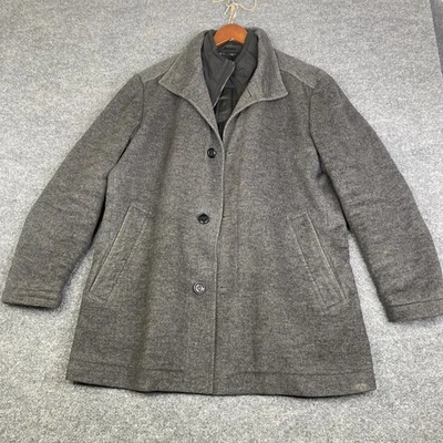 BOSS Hugo Boss Coat Mens 42R Gray Wool Cashmere Quilted Lined Overcoat - Image 1 of 4