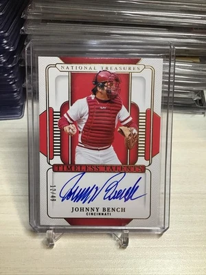 2025 National Treasures Johnny Bench Timeless Talents On Card Auto 12/49 - Image 1 of 2