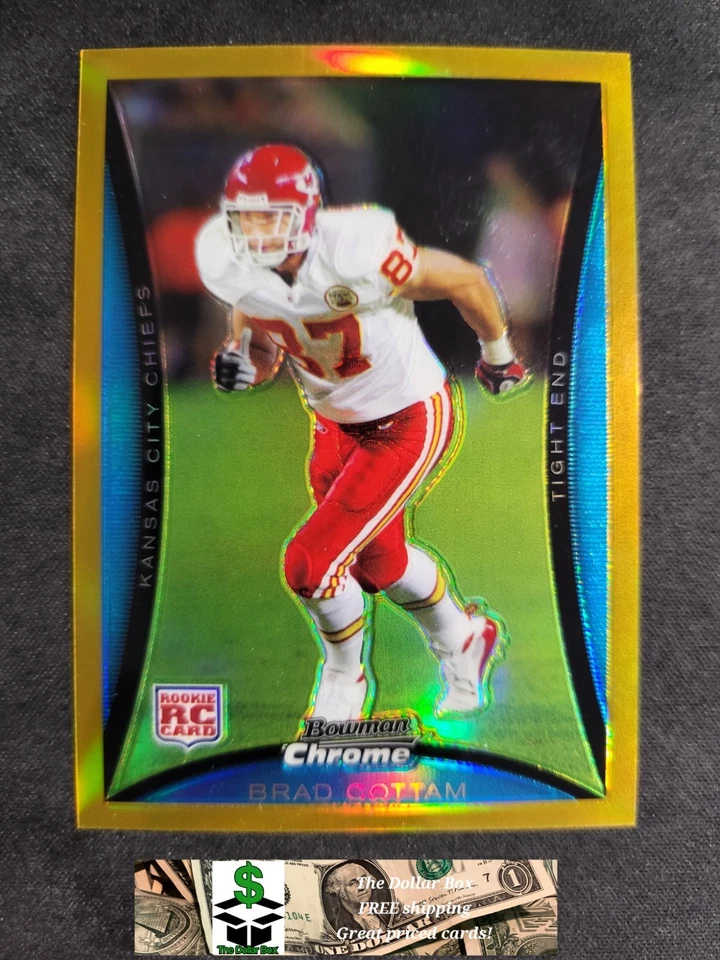 2008 Bowman Chrome Brad Cottam GOLD REFRACTOR /50 Card #BC9 Chiefs - Image 1 of 3