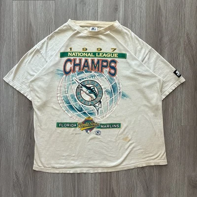 Camiseta Vintage Starter MLB Florida Marlins 1997 Serie Mundial Campeones Talla L  Foto 1 de 4