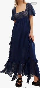 Free People Bring The Romance Handkerchief hem Fairycore gauze maxi dress XL - Picture 1 of 15