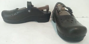 Dansko Martina Mary Jane Open Back Black Perforated Clogs 38 Minty EUC - Picture 1 of 8
