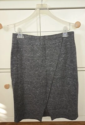 Falda lápiz de carrera gris envolvente sintética Ann Taylor Loft para mujer, talla mediana Foto 1 de 4