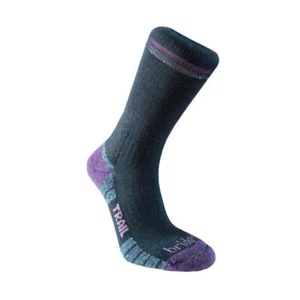 Bridgedale Womens Hike Lightweight Merino Performance Boot Socks Black/Purple - Picture 1 of 1