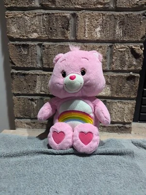 Peluche suave rosa Care Bears Rainbow Cheer Bear 13" 2012 Hasbro Foto 1 de 4