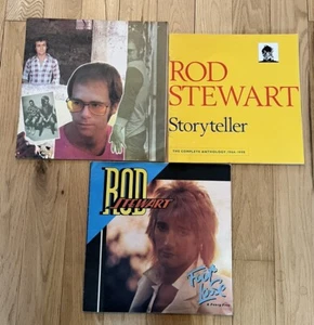 3 folletos vintage de inserciones de discos LP Rod Stewart Elton John rock clásico de los años 70 - Imagen 1 de 7
