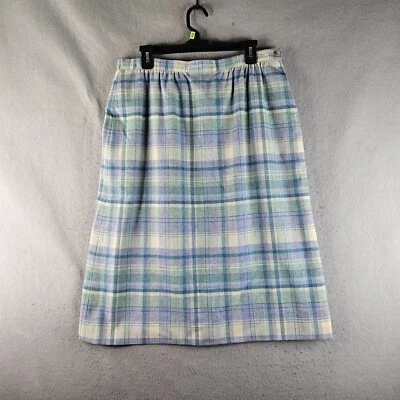 Vintage Pendleton Wool Skirt Women 16 Blue Plaid USA Lined Midi Classic Academic - Image 1 of 4