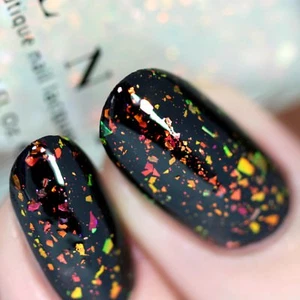 ILNP Encore - Glowing Orange, Green Color Shifting Iridescent Flakie Topper Nail - Picture 1 of 6