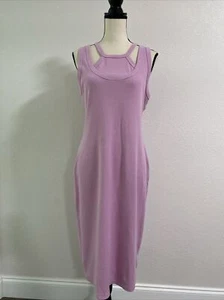t.la Anthropologie Tank Dress Women’s Lavender Ribbed Cutout Waist Size Large - Picture 1 of 11