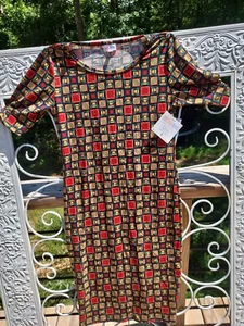 Lularoe Julia Sz S Patterned Short Sleeve Midi Pencil Fitted Casual Shirt Dress - Picture 1 of 3