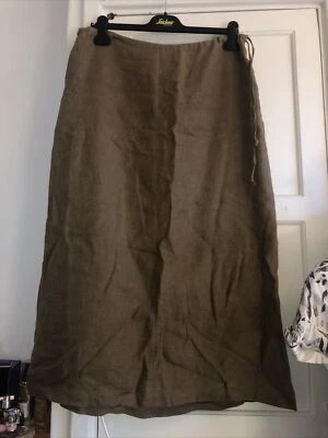 Weekend MaxMara Size UK 14-16 khaki Long Maxi Linen Skirt Brown Ladies - Image 1 of 4