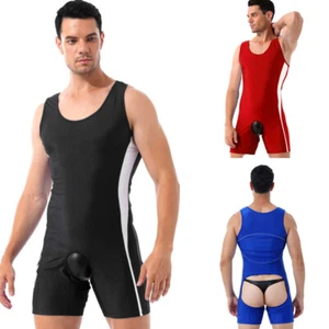 Bodysuit de una pieza para hombres Crotch-less Open Butt Leotard Wrestling Singlet Outfit - Imagen 1 de 50