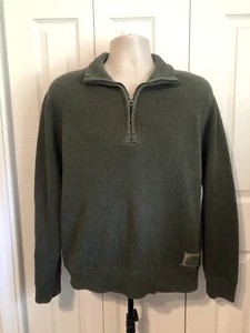 Ralph Lauren Polo Jeans 1/4-Reißverschluss farbiger schwerer Baumwollpullover grün Große D5 für Herren - Bild 1 von 6