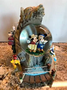 Disney California Adventure Musical Snow Globe Mickey Pluto Wolf Mountain Goofy - Picture 1 of 17