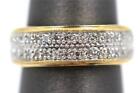 Authentic 14k Yellow & White Gold 70 Genuine Diamonds 6.5mm Wide Size 6.5 Ring