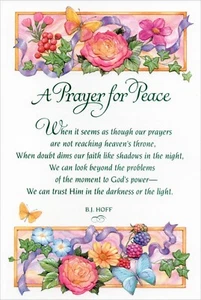 Religious ENCOURAGEMENT Card, "A Prayer For Peace" by B.J. Hoff, Warner Press +✉ - Picture 1 of 5
