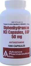 Diphenhydramine 50mg Allergy Medicine Generic Benadryl 1000 Capsules per Bottle 