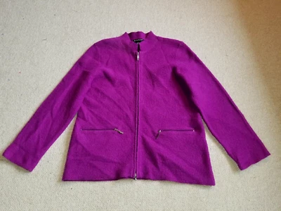 Suéter/Chaqueta Mujer-ALEXANDRA BARTLETT-Púrpura 100% Lana Hervida Cremallera Cárdigan-L Foto 1 de 4
