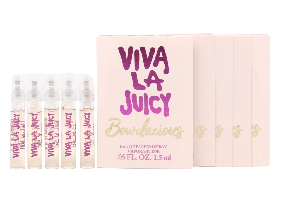 JUICY COUTURE VIVA LA JUICY BOWDACIOUS EDP 1.5ml .05fl oz x 5 PERFUME SAMPLES - Image 1 of 1