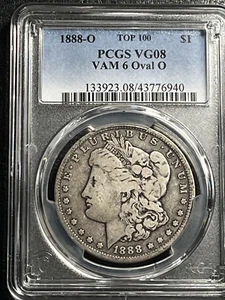1888-O Morgan Silver Dollar, TOP 100 PCGS VG 08, VAM 6 OVAL O, EXTREMELY RARE. - Picture 1 of 2