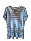 SPORTSCRAFT Blue Striped Linen Blend Tshirt SIZE LARGE tee top