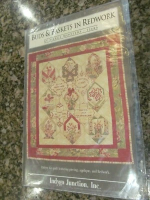 *Buds & Baskets in Redwork by M. Wooters By Indygo Junction Paper Pattern IJ646 - Image 1 of 2