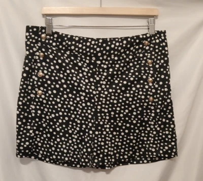 Pantalones Cortos Informales Colección NY Mujer PXL Negro Lunares Tiro Alto Foto 1 de 4