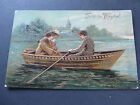 Antique postcard - Frohliche Pfingsten - Rowboat, Post Melbourne 1900
