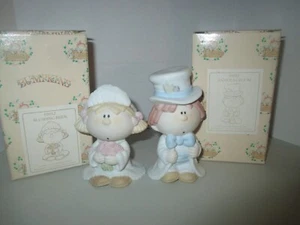 New Vintage 1980s Bumpkins Bride and Groom Figurines Hobo Clothing Wedding - Picture 1 of 7