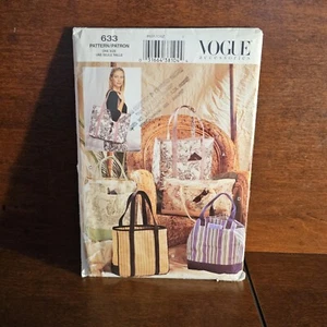 Vogue Accessories Pattern 633 Tote Bags w/ Pockets & Contrast Straps UNCUT FF - Picture 1 of 3