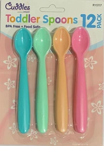 Cucharas de destete de mango largo para alimentación de bebé/bebés sin BPA de 12 piezas - Imagen 1 de 5