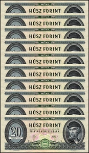 Hungary 20 Forint, 1957-1980, P-169, Used, X 10 PCS - Picture 1 of 2