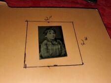 ANTIQUE TIN TYPE SMALL PHOTOGRAPH VINTAGE PORTRAIT OF YOUNG GIRL