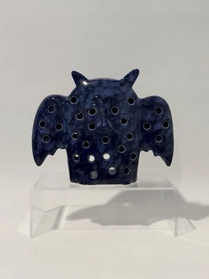 Blue Speckled Owl Ceramic  Votive Tea light Candle Luminary 6.5” Tall - Изображение 1 из 4