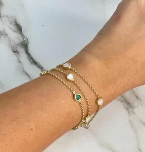 14k Solid Gold, Rolo Link Bracelet, 7" to 7.5" Extension, Heart Charm, Stamped - Picture 1 of 2