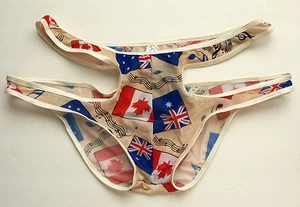 N335 Lo último Para Hombres Calzoncillos Recortados Bandera de las Naciones Impresos tiro bajo - Imagen 1 de 3