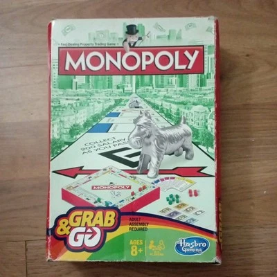 Hasbro Travel Size Monopoly Grab & Go Game 2014 Checked and complete  - Image 1 of 4