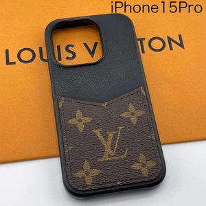 LOUIS VUITTON M82887 iPhone 15 Pro Case Leather Monogram JAPAN Used - Picture 1 of 14